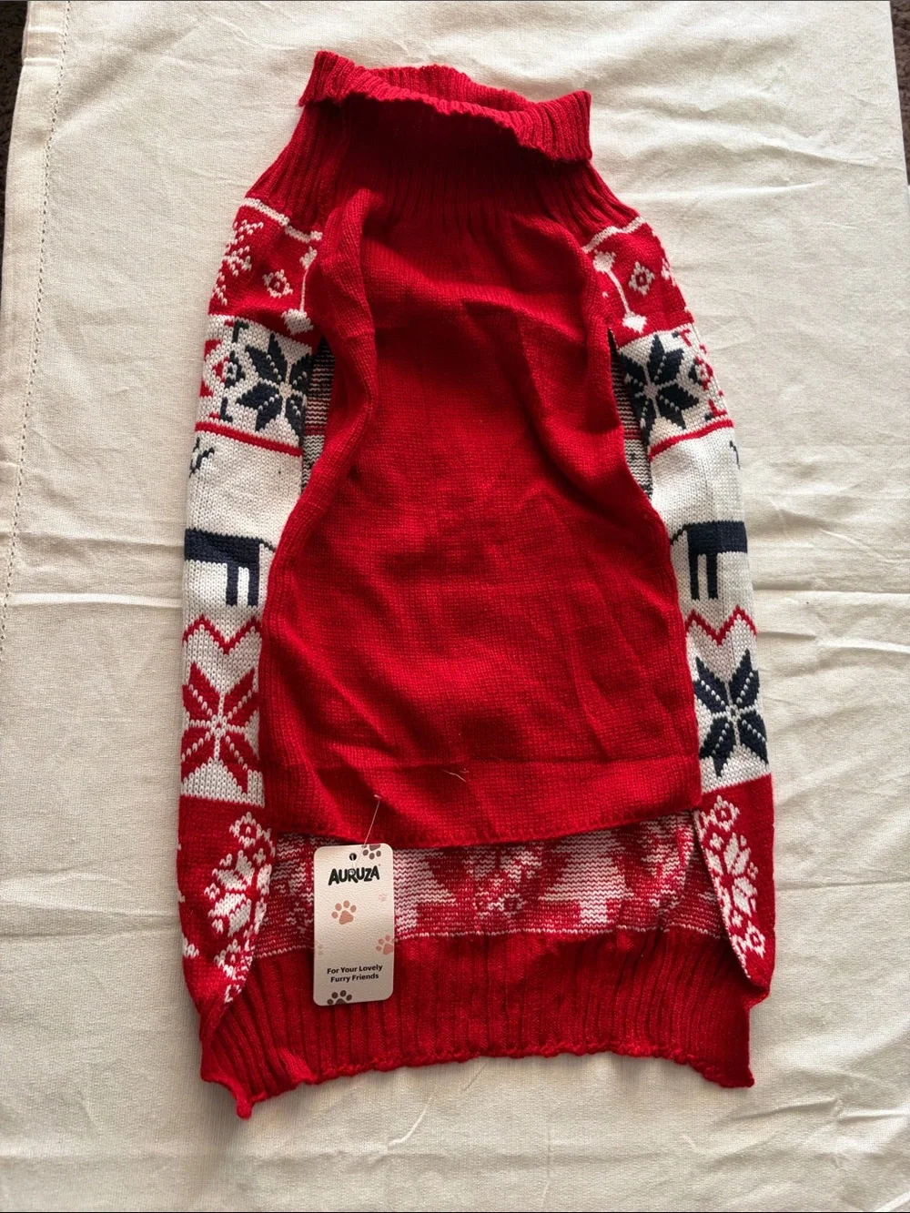 Festive Red Reindeer Knit Dog Sweater - Unbranded